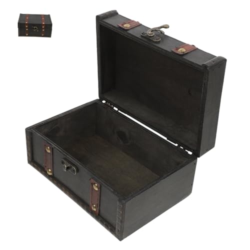 LOORGVEL レトロデザイン鍵付き木製宝箱 小物収納ボックス ジュエリーや書類整理に インテリアに映えるヴィンテージスル