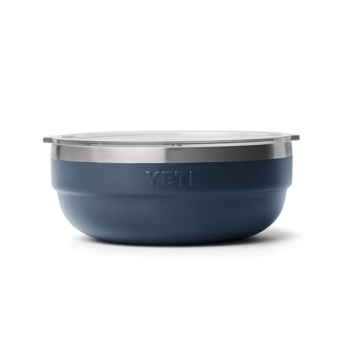Image of YETI Rambler Low Bowl, Vacuum Insulated, Stackable and Nestable Stainless Steel Bowl with Lid, 1.6 Quart, Navy