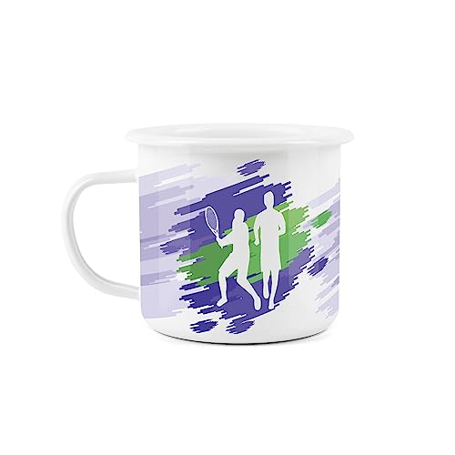 Enamel Tennis Mug - British Tennis Novelty Durable Hot Drinks Outdoor Cup for Travel Picnics Home Hiking, Purple,white - Image 2
