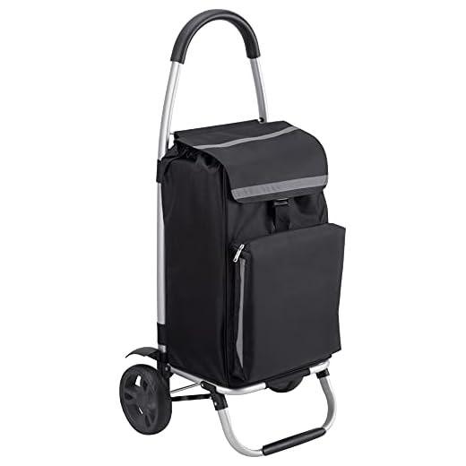Meister 6816800 Boodschappentrolley, 54 liter, extra grote banden, met koelvak, afneembare en regenbestendige tas, ophanging voor de winkelwagen, opvouwbare shopper, boodschappentrolley