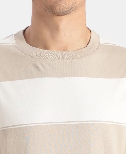 Image of Jockey UM24 Men Super Combed Cotton Rich Striped Oversized T-Shirt