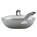 Rachael Ray Classic Brights Aluminum Nonstick Stir Fry Pan with Glass Lid, 11-Inch, Sea Salt Gray Gradient