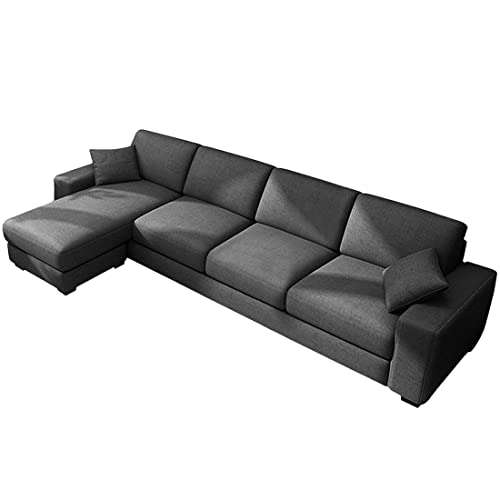 Image of CASASTYLE Adonoy 5 Seater LHS L Shape Fabric Sofa Set (Grey)