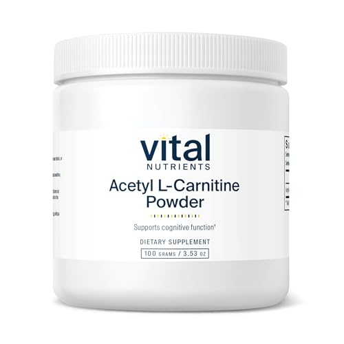 Vital Nutrients Acetyl L-Carnitine Powder | Brain, Memory, and Cognitive Support Supplement - Vegan - Gluten, Dairy, Soy Free - Non-GMO - 100 Grams