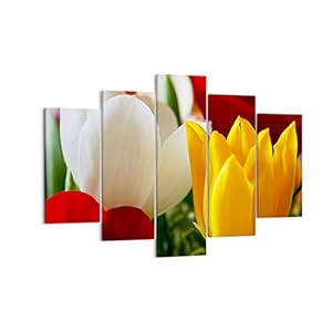 Schilderij op canvas – Print Wandschilderij – tulpenvaas boeket – 150x100cm – Canvas Print Schilderij – Wandafbeelding – Afdrukken op Canvas – Wandfoto – Kunstdruk – Wanddecoratie – EA150x100-1366