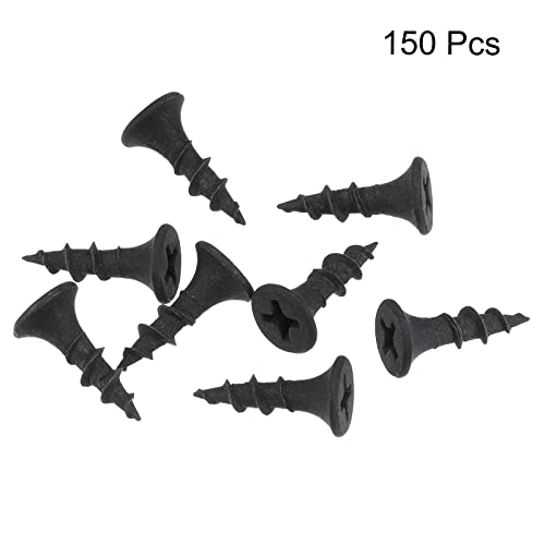 sourcing map 150 Stück Holzschrauben Kreuzschlitz Flachkopf Kohlenstoffstahl Blechschrauben #8 x 5/8 Zoll Schwarz – Bild 4