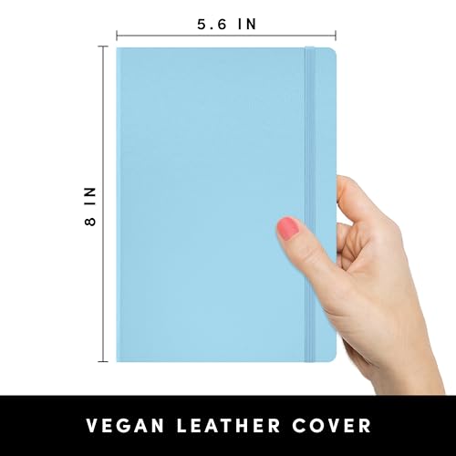 Image of PAPERAGE Dotted Journal Notebook, (Light Blue), 160 Pages, Medium 5.6 in x 8 in - 100 GSM Thick Paper - Hardcover Journaling Notebook for Work, School & Bullet Journaling