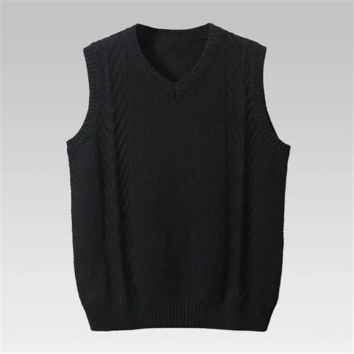 Men’S V-Neck Sweater Vest Solid Color Knitted Sleeveless Pullover Casual Loose Fit Waistcoat4