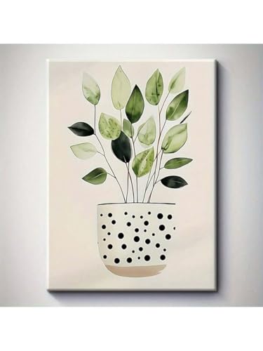 Art mural minimaliste moderne : toile aquarelle feuilles de Monstera 50x75