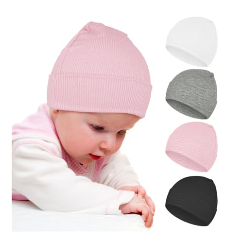 Image of ZURLEFY Neutral Baby Beanie Hats for Unisex, Solid Baby Girls Boys Beanies Cap for Newborn, Baby, Infant, Toddler