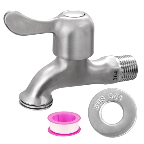 Enoch's Land Stainless Steel Garden Hose Bibb,Garden Hose Connect Bibb Spigot,1/2" Male NPT Inlet with 3/4" GHT Outlet, for Indoor and Outdoor (1/2" NPT x 3/4" GHT)