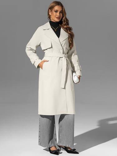 Bellivera Icewhite Large Women's Trench Coat with Belt - Perfect for Spring and Fall - Image 4