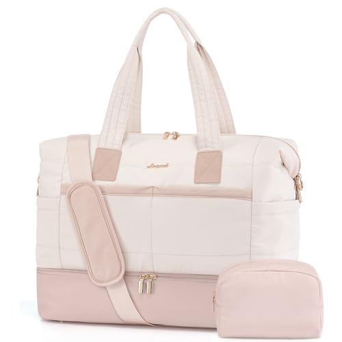 LOVEVOOK Weekender Reisetasche Damen, Kliniktasche Geburt Handgepäck Tasche Leicht Krankenhaustasche, Puffer Groß Travel Duffle Bag mit Schuhfach & Kulturtasche, Sporttasche für Flugzeug Reise