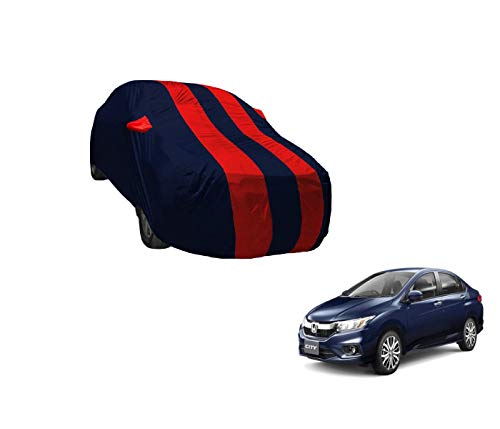 Image of Auto Hub Car Cover Compatible with City (Model: 2020 to Till Date) with Weather Proof, Mirror Pocket, Triple Stitched, City Car Cover- Navy-Red
