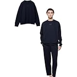 [SIXPAD] 【Amazon限定カラー】 Recovery Wear/シックスパッド リカバリーウェア MTG エムティージー 一般医療機器 疲労回復 血行促進 ルームウェア (L, クルーネック, クルーネック(ネイビー))