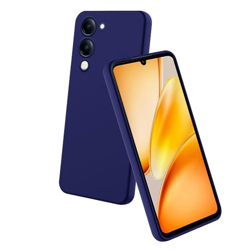 Image of Back Cover for iQOO Z10 Lite 5G | Full Camera Protection | Premium Liquid Silicon Case | Flexible Bumper Case for iQOO Z10 Lite 5G / Vivo Y04 4G /Y19e 4G /Y19 5G /Y29s 5G /T4 Lite 5G (Dark Blue)