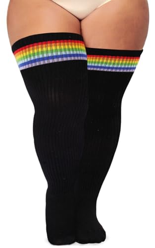 Image of Plus Size Thigh High Socks for Women Thick Thighs Cotton Knit Extra Long Over the Knee Leg Warmer