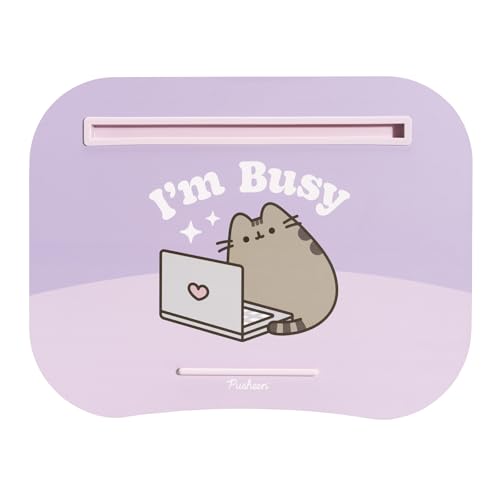 Soporte Ordenador portátil Pusheen - Soporte portatil niña con Soporte Tablet/Soporte movil | Laptop Stand con cojín Acolchado y asa Lateral (34 x 44 cm)