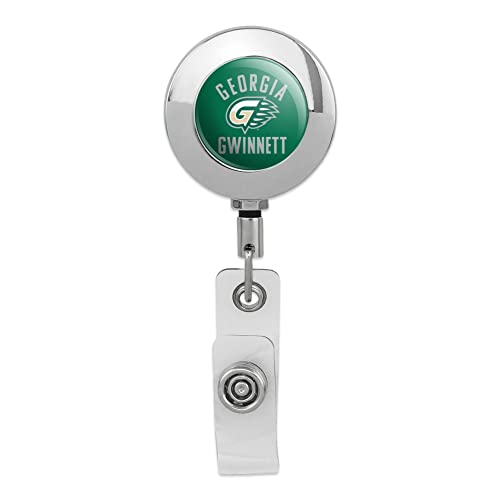 Georgia Gwinnett College Grizzlies Logo Retractable Reel Premium Metal Chrome Badge ID Card Holder Clip