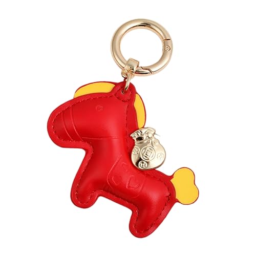 Zitokin Lucky Pony Keychain Bag Charm Elegant Leather Horse Accessories Cute Keychains for Women Gift (Red Mini)