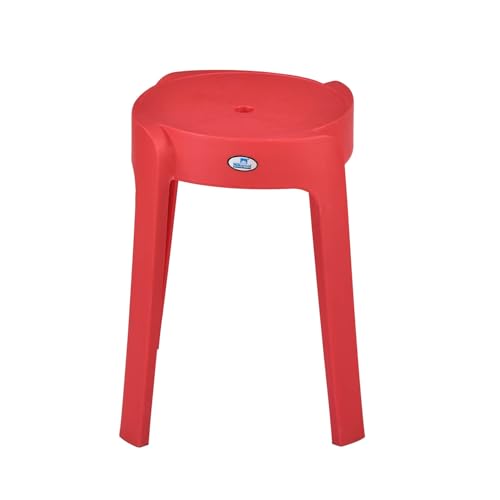 Image of Nilkamal Twist Sturdy and Durable Plastic Seating Stool | Set of 2 | for Living Room, Bedroom, Bathroom, Kitchen, Office | Bright Red