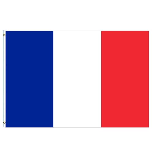 Bandera grande de Francia de 1.5 m x 0.9 m, doble cara con ojales de latón, color vivo y resistente a la decoloración UV, bandera nacional francesa para decoraciones Oly 2024, decoración de jardín,