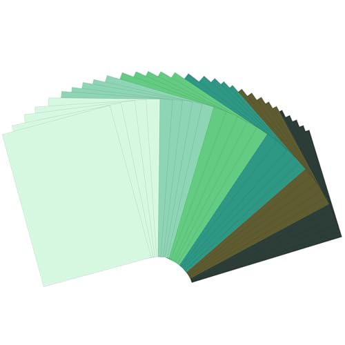 Green Card A4 60 Sheets 6 Shades of Green 250gsm Thick Craft Card Cardstock Paper for Printer Cards Making Scrapbooking Drawing DIY Crafts