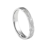 Homxi Anillos Mujer de Eternidad de Oro Blanco de 14K, Redondo Simple, Anillos Plata Alianzas Mujer, Talla 17(57mm)