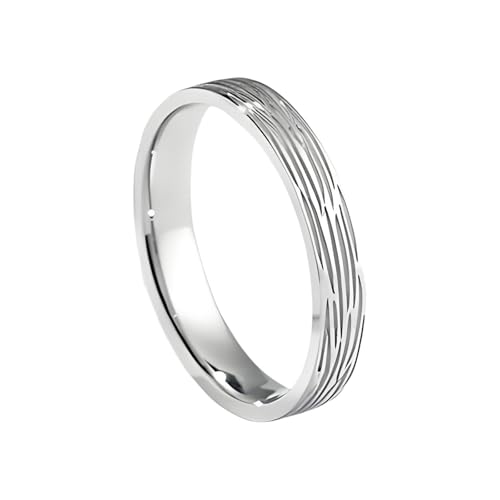 Homxi Anillos Mujer de Alianzas Oro Blanco 14K, Redondo Simple, Anillo de Eternidad Mujer Plata, Talla 9(49mm)