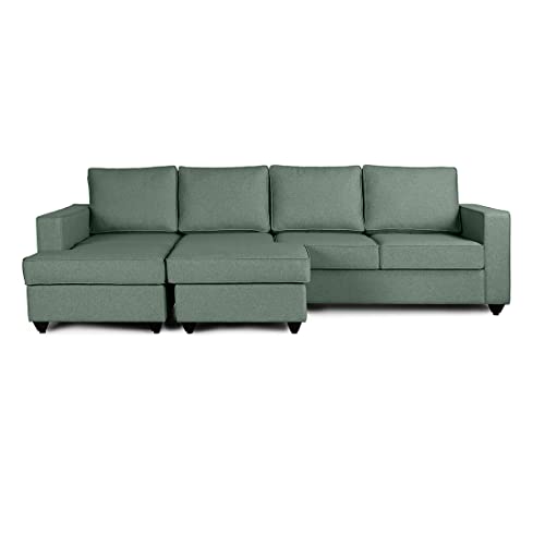 Image of Wakefit Sofa Set | 3 Year Warranty | Sofa 3 Seater, 3 Seater Sofa for Living Room, Wooden Sofa Set, 3 Seater + Left Aligned, Sofa for Living Room - Napper(Omega : Green)