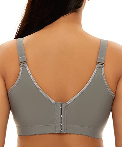 Xuvozta Women Push Up Bra Plus Size Seamless Underwire Lift Up Bra Widen Back Everyday Bras Grey 38C thumb #3