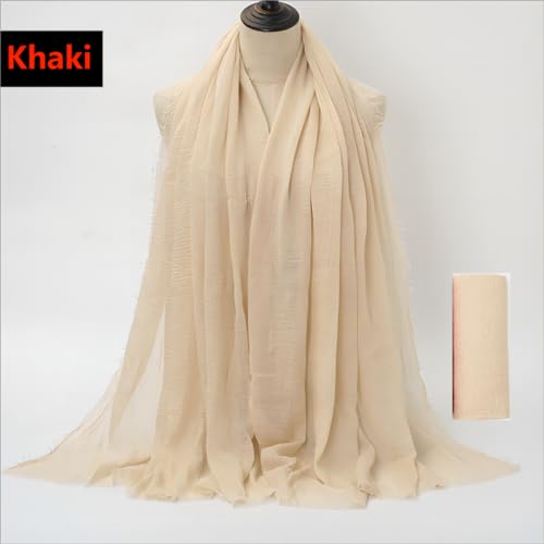 Cotton Blend Crinkle Vintage Soft Scarf with Fringed Edges,linen scarf,shawl,travel scarf3