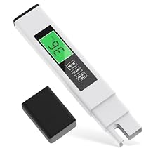 TDS Water Tester, 4 in 1 TDS Meter Digital Water Tester, Accurate and Reliable Digital TDS EC & TempC,F Meter, 0-9990PPM Water Quality Tester for Drinking Water RO/DI System Aquarium White 6.1In