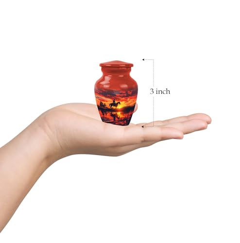 Image of Cowboy Urn - Small Keepsake Urns for Ashes Adult Male - Unique Cremation Urns for Human Ashes - Companion Urns for 2 Adults - Memorial Ash Containers - 3 inch Set of 4