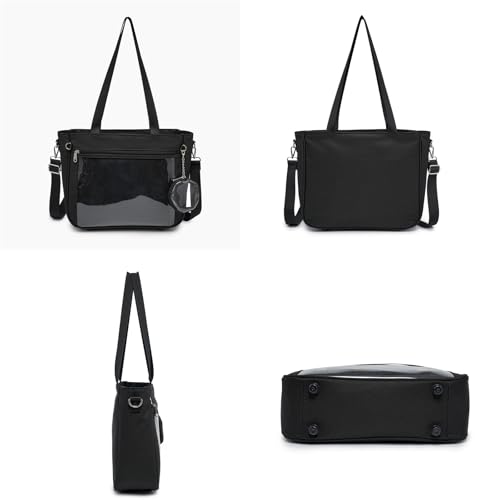 Bolso Tote Ita Canvas Kawaii con ventana para pins miniatura 6