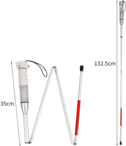 Bastón inteligente Blind Cane con luz LED para discapacidad visual - Bastón electrónico plegable para ancianos y ciegos