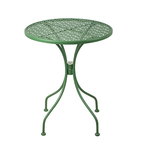 Outdoor and Indoor Steel Round Table Metal Table Coffee Table for Patio Garden Balcony Back Yard Green