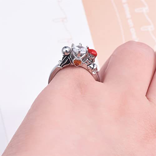 Akedimo Nightmare Before Christmas Jack Sally Promise Rings For Couples Crystal Jewelry (Silver) #TOP2