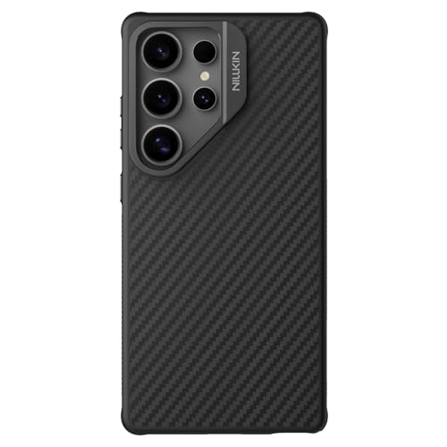 Image of Nillkin Case for Samsung Galaxy S25 Ultra (6.8 inch Inch) Carbo Prop Lens + Stand 360 Protect Magnetic Mag Safe Version Aramid Fibre + TPU Soft Edge 360 Protect Black Color
