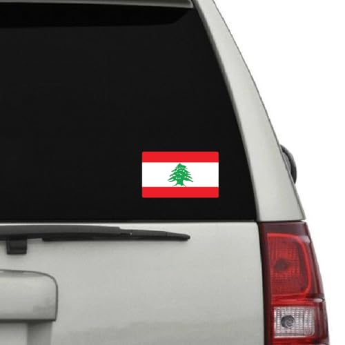 Image of World Country Flag Decal Stickers - Two Pack - for Cars Windows Bumpers Laptops Tablets Tumblers Cups Walls (Lebanon)