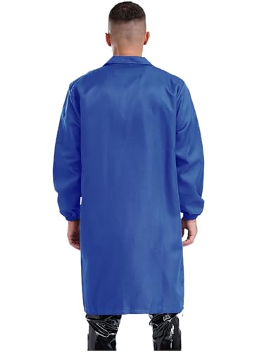 Image of iiniim Mens Long Sleeve Wear Resistant Work Coat Notched Lapel Dustproof Jacket Lab Coat Workwear