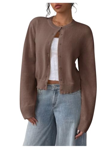 Image of SOLY HUX Women's Button Down Cropped Lightweight Cardigan Sweater Cute Fall Fashion 2026