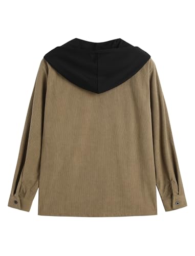 ZAFUL Men's Hooded Flannel Shirts Long Sleeve Casual Fashion Button Shirts Loose Drawstring Shacket for Spring Autumn2