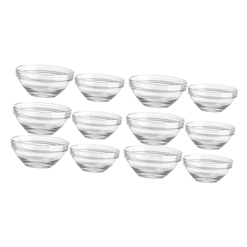 ULTECHNOVO 12pezzi Ciotole Di Vetro Trasparente Cocotte in Vetro Da Cucina Multifunzione Ciotole Per Servire in Casa Per Dessert Budini e Alimenti Vari