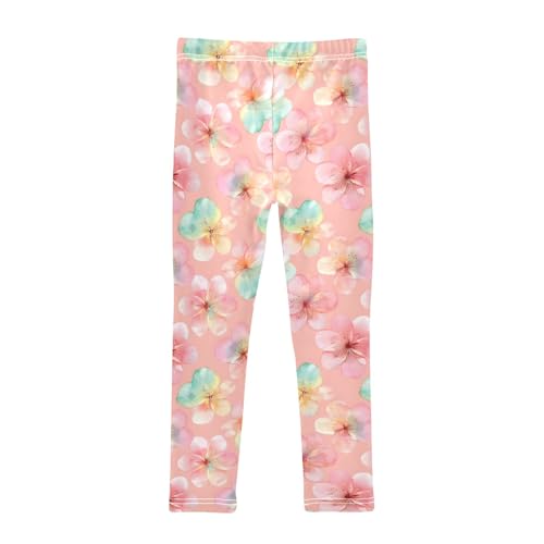 senya Girls Printed Leggings Yoga Pants Soft Watercolor Flowers Pattern for Kids in 4t to 10 Years, 4T2