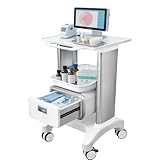Medical Trolley Cart with Drawers, Hospital Mobile Ultrasound Cart with Trays & 4 Silent Swivel Wheels, 220 LBS Load Portable Storage Drawer for Hospital, Dental Clinic, Beauty Salon (Without Socket)