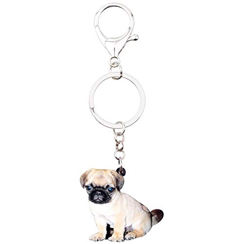 WEVENI Acryl-Schlüsselanhänger mit Mops-Motiv, Schmuck für Damen und Mädchen, Geldbörse, Zubehör, Kammern, Mops-Hund E, 43mm x 36mm