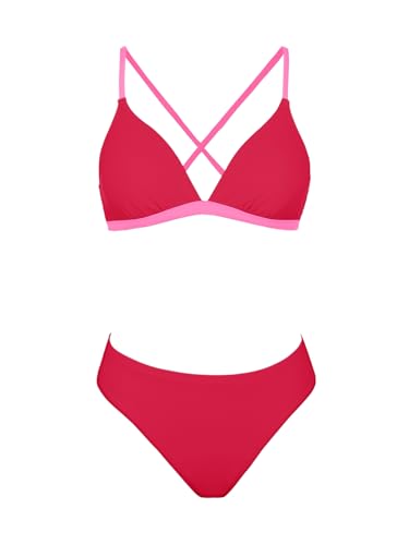 Image of CUPSHE Bikini Set for Women Two Piece Swimsuits V Neck Low Rise Crisscross Back Self Tie Spaghetti Straps