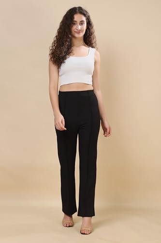 Image of Women's Polycotton Comfort Fit Straight Trousers - Lightweight, Flexible & Skin-Friendly Pants for Work, Travel & Casual Style