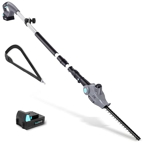 BlueMars Lawn and Garden Cordless Telescopic Pole Hedge Trimmer, 256cm Long Reach Extendable Trimmer...